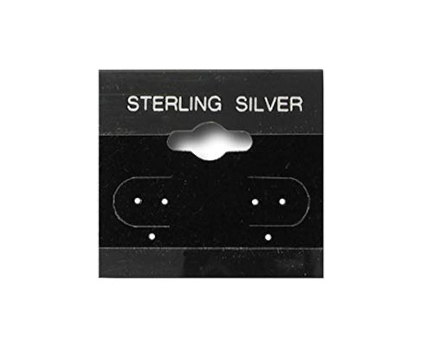 N'icePackaging - 100 Qty Sterling Silver Imprinted in Silver Foil Black 1 1/2" x 1 1/2" Hanging Earring Cards - for Displays Hooks or Slatwalls - Merchandise & Sales - Clip/Wire/Post Earrings