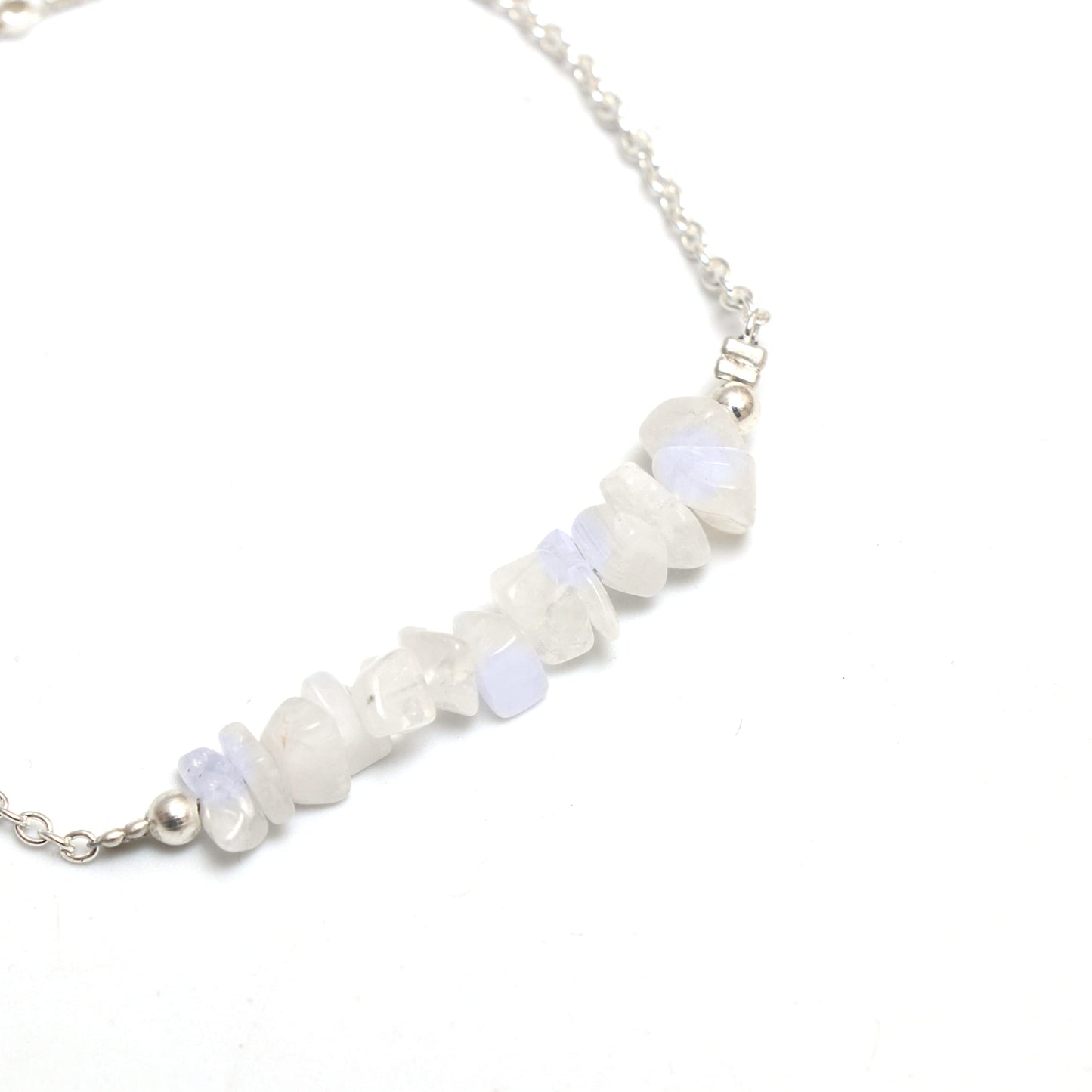 Gempires Natural Gemstone Chip Bar Bracelet for Women, Crystal Healing Bracelet, Multiple Gemstone Options, Adjustable Yellow Gold Plated Chain (7β + 1β Extender), Dainty Stackable Jewelry Gift for Her (Moonstone)