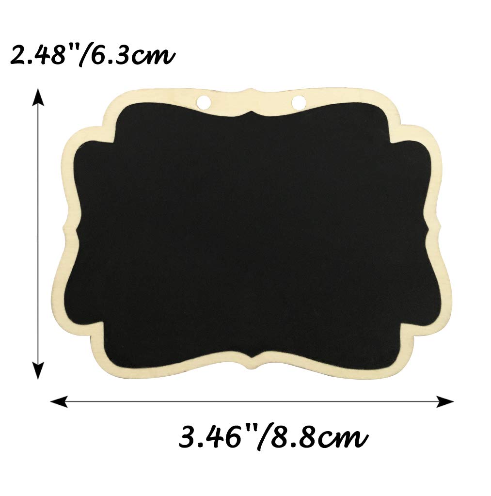 Mini Hanging Chalkboard Signs Wooden Reusable Smooth Surface Small Chalk Boards Double-Sided Little Labels for Food Pantry Beverage Baskets (Black, Pack of 12pcs)