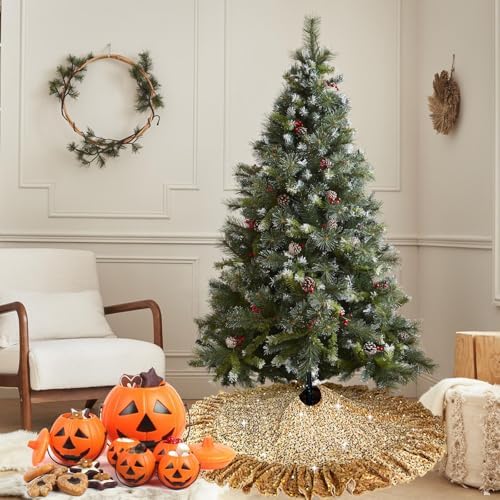Gold Tree Skirt 45 Inch Sequin Christmas Tree Skirt Ruffle