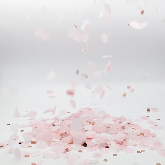 Round Tissue Confetti Glitter,Rose Gold Pink White Paper Tissue Confetti Dots for Wedding Birthday Party Decorations,1.76oz