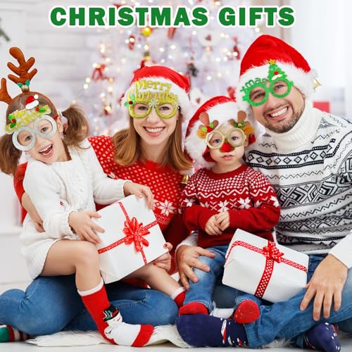 Christmas Party Favors Supplies 12 Pack, Universal Size Holiday Glasses Accessories, Xmas Party Prizes Photo Booth Props Decorations for Outfit, Christmas Goodie Bag Stocking Stuffers Gifts Giveaways - style: 12 PCS