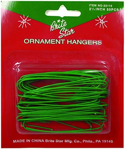 Brite Star Metal Ornament Hooks, 50 Count, Green