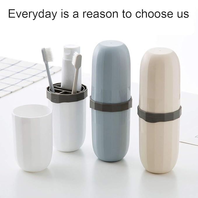 Portable Travel Toothbrush Case,3 in 1 Toothpaste Travel Case Holder Hard Plastic Tooth Brush Container Toothbrush Storage Box for Travel,Business,Home,Camping, School Supplies (Blue)