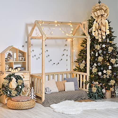 Syhood 13 Pcs Christmas Bow Tree Topper Set Flaxen