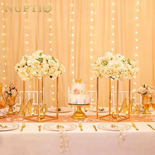 Nuptio Gold Vases - 10 Tall 15.7 inch Geometric Centerpieces for Wedding Tables - color: Gold, size: 15.7 inch - 10 PCS