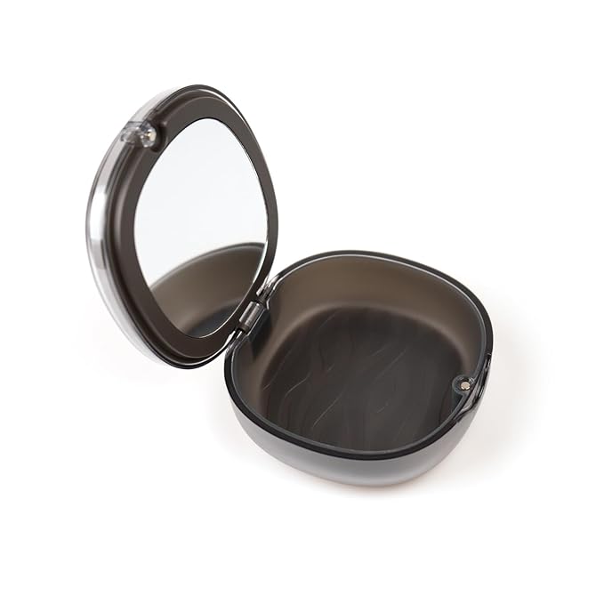 Newly designed double-layer retainer container case, special retainer case (with removal tool and brush), gift for women and men, compatible with Invisalign - Gray