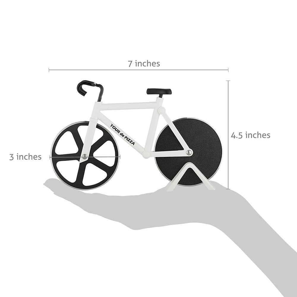 Bicycle Pizza Cutter - TOUR de PIZZA Cutter with Display Stand - White Elephant Gifts, Kitchen Gagdets, Funny Gift Ideas