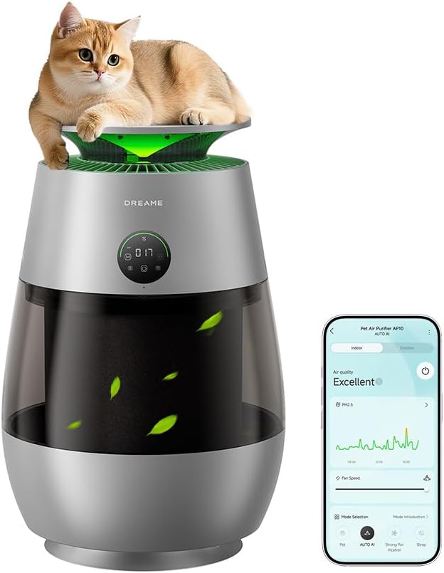 Dreame Pet Air Purifier AP10, Suck Up Floating Cat Dog Hair Dander, Gold