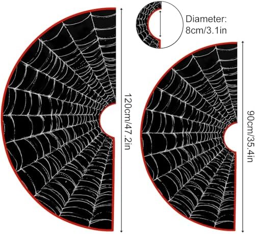Halloween Tree Skirt Funny Halloween Spider Web Black White Christmas Tree Skirt Carpet Mat Funny Party Decor Supplies for Xmas Christmas Tree Skirt 36"