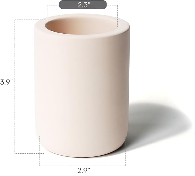 Selegna Drying Stone Toothbrush Holder, Diatomite Toothbrush Holders for Bathroom, Quick Drying Electric Toothbrush & Toothpaste Holder Cup, Diatomaceous Earth Bathroom Sink Organizer (Beige)