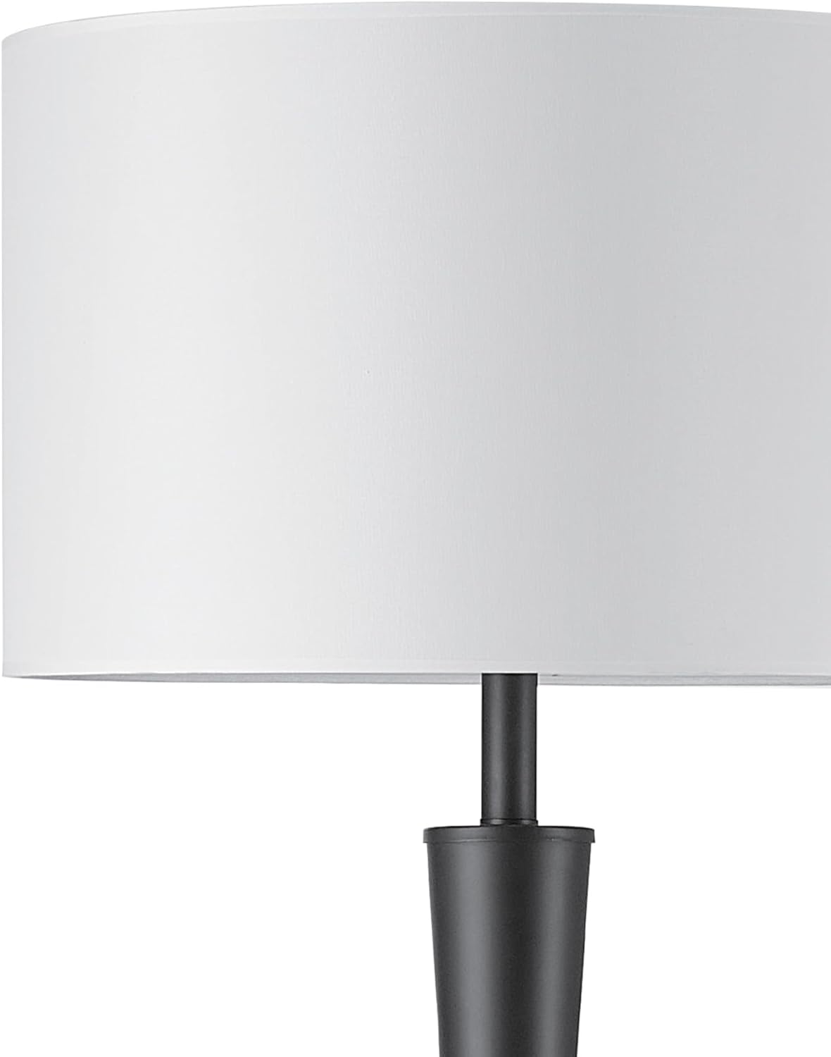 Globe Electric 67224 70" Floor Lamp, Matte Black Finish, White Fabric Shade, Modern Tapered Frame, E26 Base, Contemporary Living Room and Bedroom Lighting