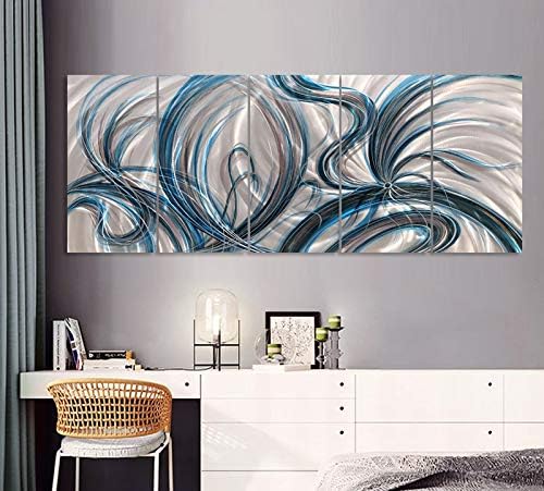 Yihui Arts Abstract Metal Wall Art for Living Room Contemporary Artwork Pictures Home Decor