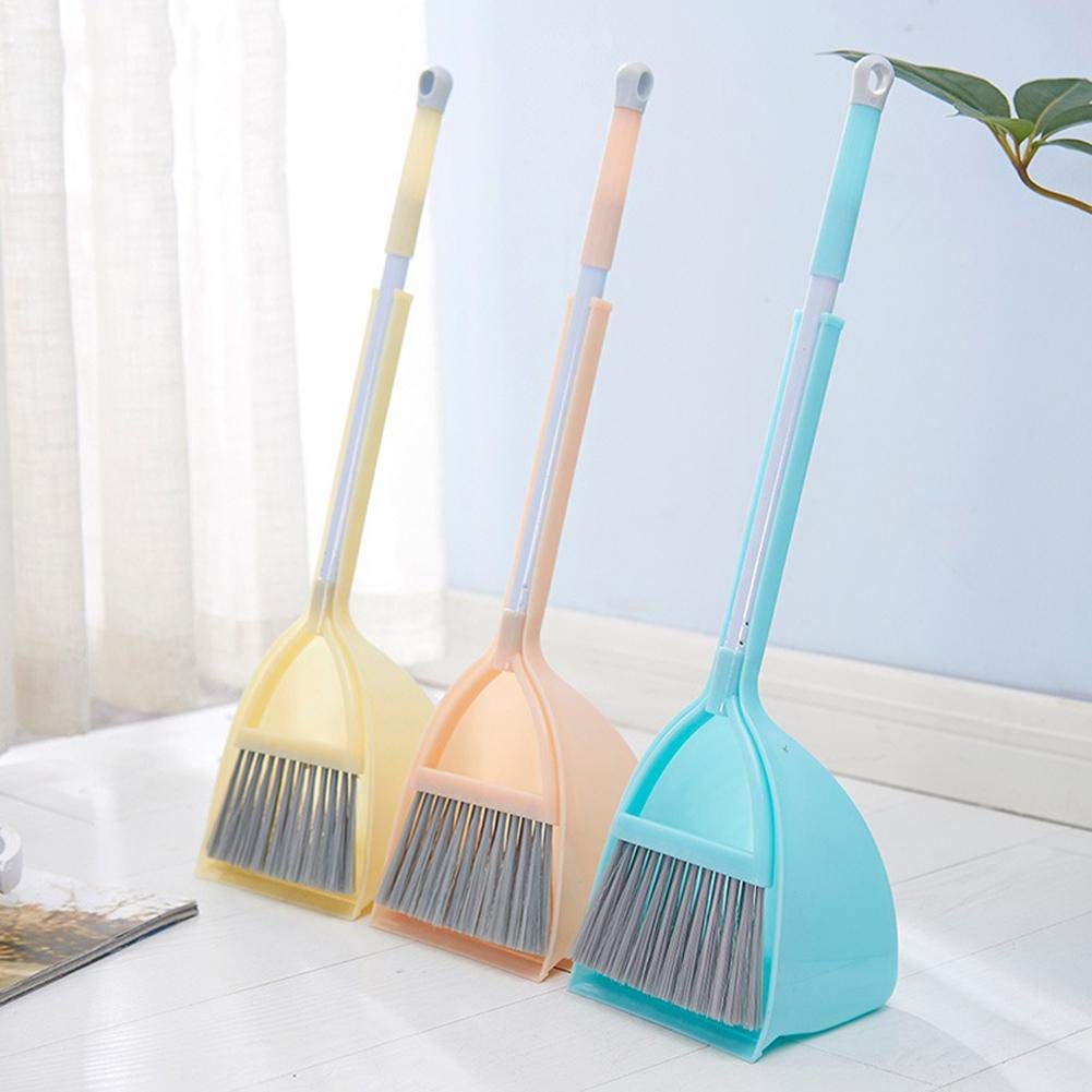 Xifando Mini Broom with Dustpan for Kids,Little Housekeeping Helper Set (Light Yellow)