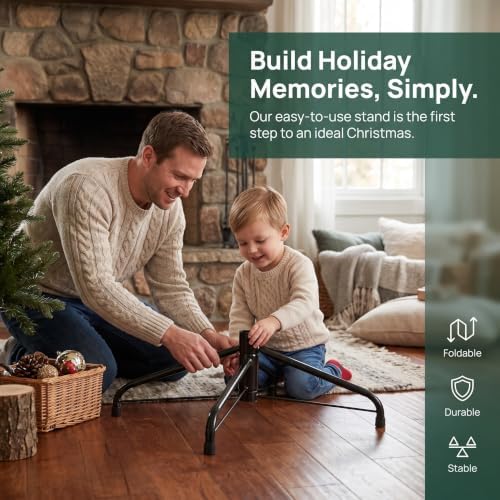 Folding Artificial Christmas Tree Stand, 4 Legs for 1.26'' Poles