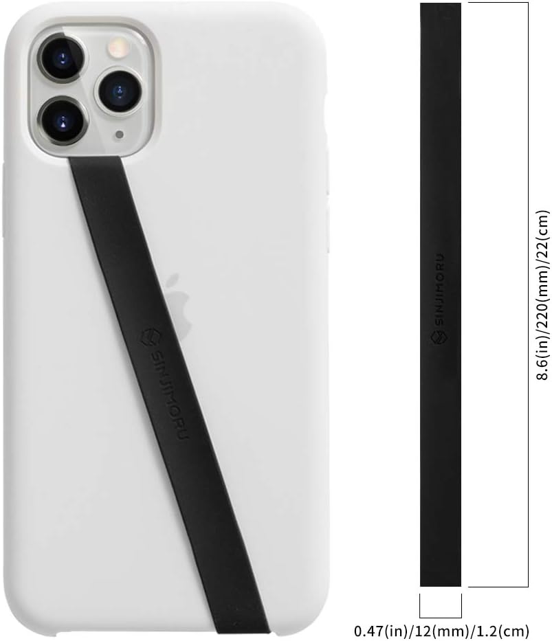 Sinjimoru Stretchable Silicone Phone Strap, Flexible and Elastic Grip Holder for iPhone & Android, Secure Phone Loops Finger Grip with Wireless Charging Support Sinji Loop Black
