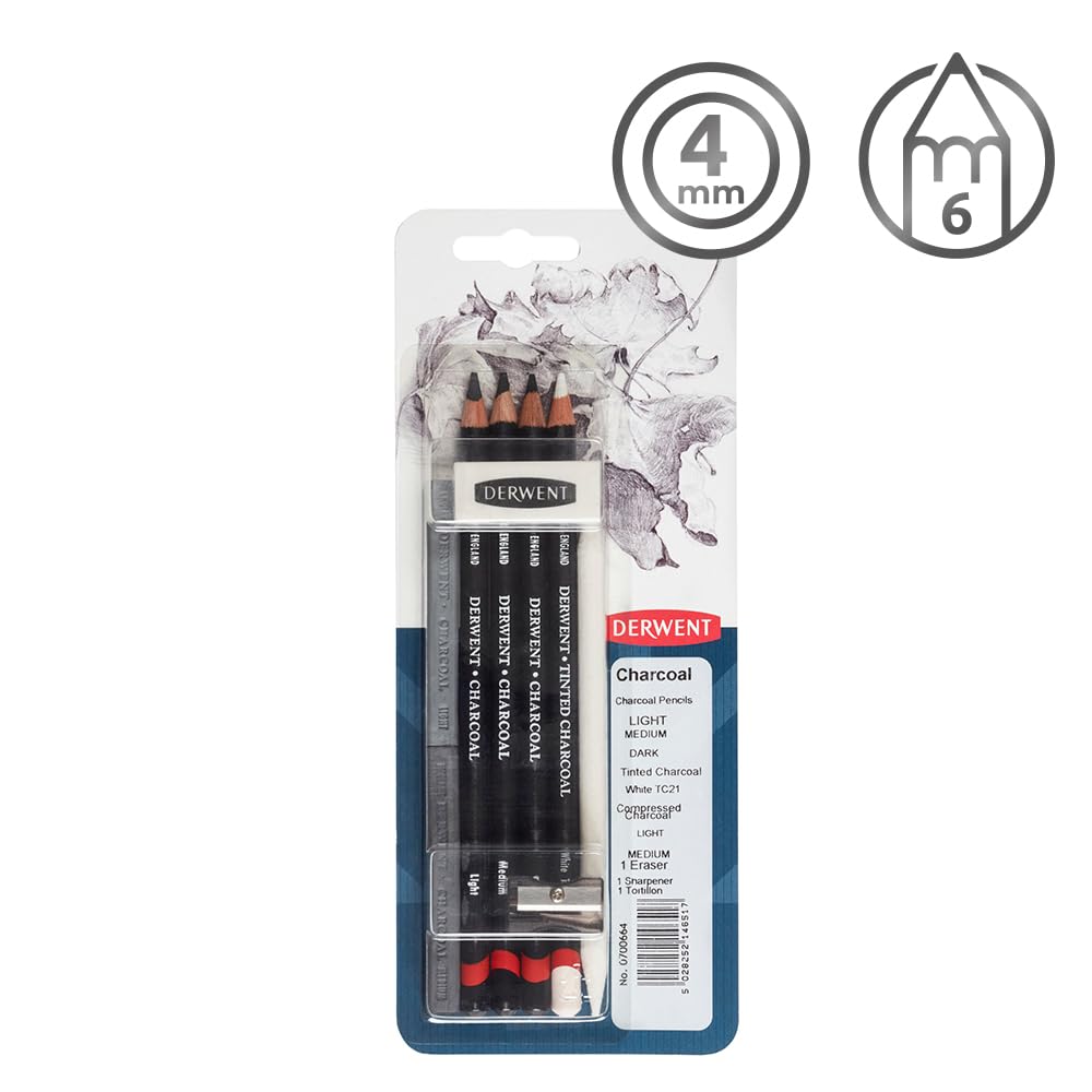 Derwent Charcoal Mixed Media, Pack, 8 Count (0700664)