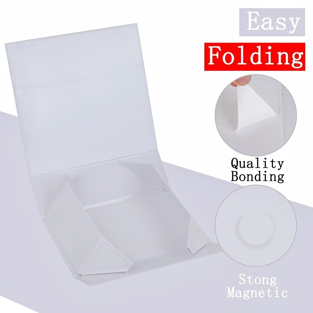 UoeRing 5 Pack Extra Large White Gift Box 17x14.5x6 inch Luxury Bridesmaid Box for Presents with Magnetic Closure Lid Collapsible,Contains Card, Ribbon,Tissue Paper,Shredded Paper Filler