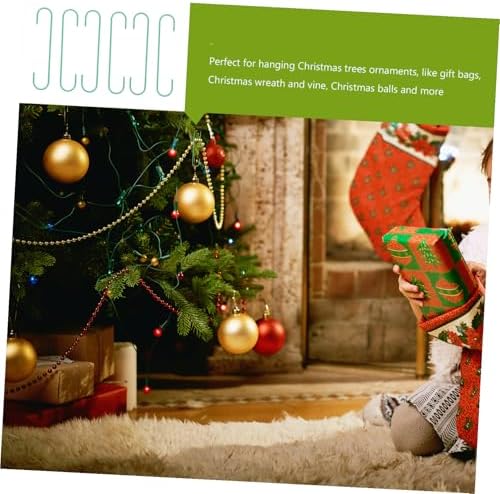 MERRYHAPY 100pcs Decorative Mini Hangers Green Hooks for Christmas Tree Ornaments Punch Installation for Hanging Wreaths and Decorations