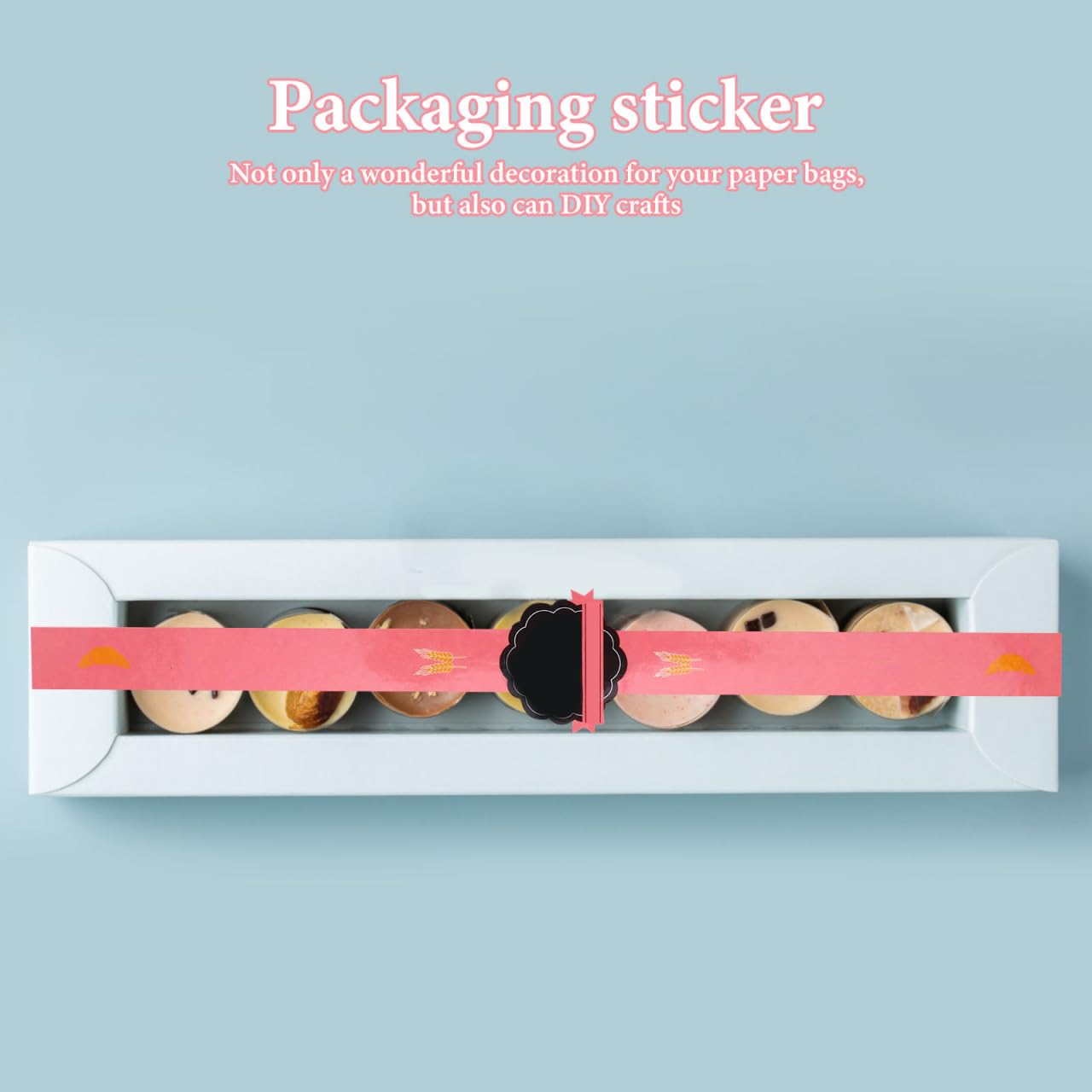 Self Adhesive Paper Sealing Stickers - 100pcs Seal Labels for Packaging - Pastry Seal Strip for Handmade Craft Art - Food Retail Package Sticker Baking Scrapbooking -