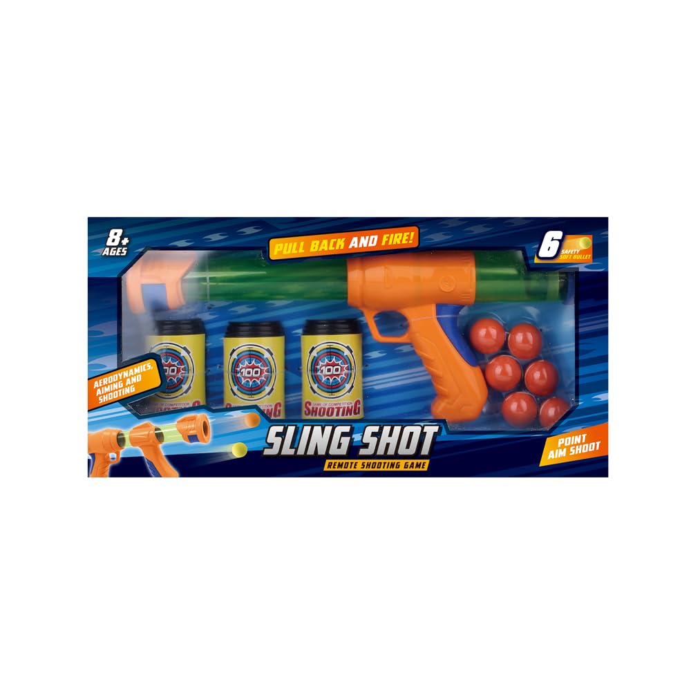 Air Gun Toy Shooting Game – 10-Piece Set with 6 Foam Balls, 3 Target Cans & Launcher – Safe Indoor & Outdoor Play, Hand-Eye Coordination Game for Kids Ages 8+