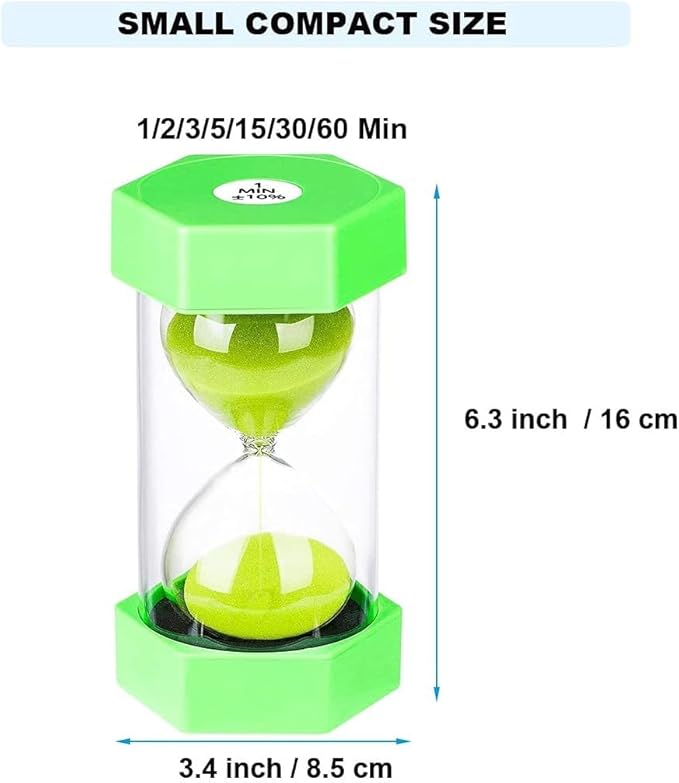 Hourglass Timer Sand Clock 3 Minute: Colorful Sand Timer 3 Minute, Small Green Sand Watch 3 Minute, Plastic Hour Glass Sandglass Timer for Kids, Games, Classroom, Kitchen, Decoration