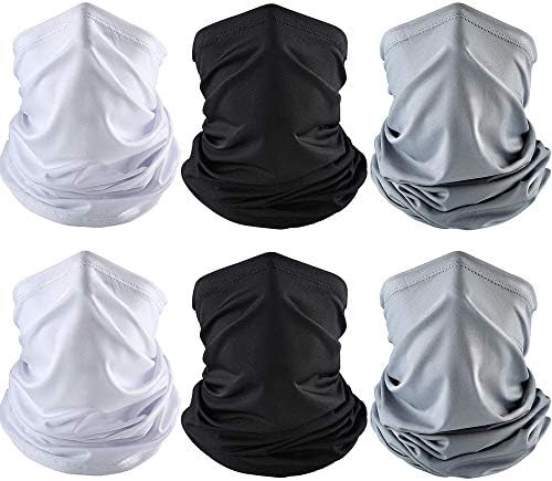 6 Pieces Ski Mask for Men Neck Gaiters Scarf Face Covering Balaclava Winter Cycling Running Fishing Masks Windproof Bandana (Black, Gray, White,6 Pieces)