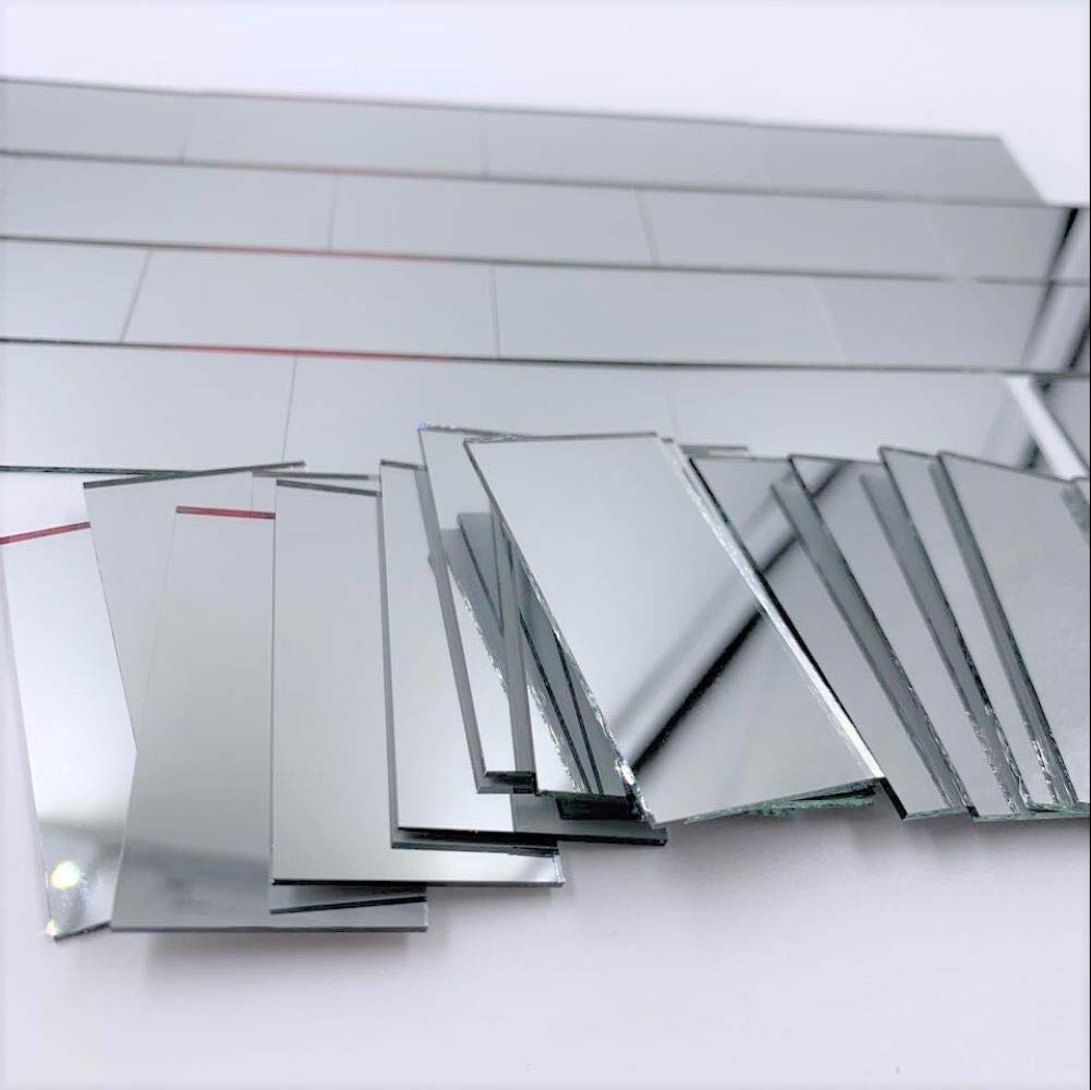 NUORUI 1" x 2" Glass Mosaic Rectangles Brick-Shaped Mirror Mosaic Tiles (Pack of 60) (25 x 50 mm)