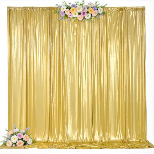 20x10ft Gold Backdrop Curtains Wedding Party Glitter Sequin Curtain Backdrop Fabric Shimmer Drapes Backdrop Bridal Baby Shower Birthday Christmas Photoshoot Background Photography 5x10FT,4 Panels - color: Gold, size: 20ft X 10ft(4 Panels 5ft X 10ft)