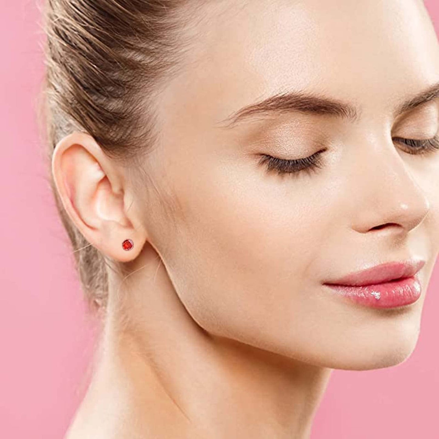 OwlkOrmy 8 Pairs Anti Allergy Plastic Earrings for Sensitive Ears & 8 Pairs Silicone Soft earring backs, Birthstone Cubic Zirconia Stud Earrings Kit 2mm 3mm 4mm 5mm in one Set (8-in-1 color)