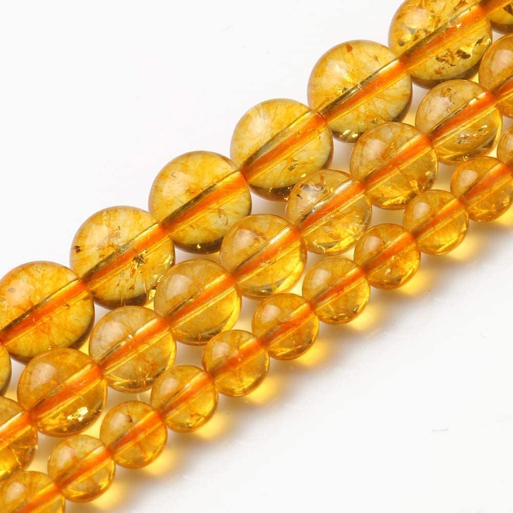 Yochus 45pcs Yellow Citrine Beads,8mm Healing Power Natural Stone Round Loose Beads for Jewelry Making Earring Necklace DIY Crafts