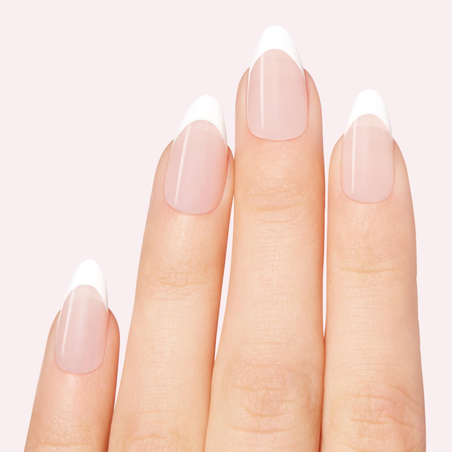 Dashing Diva Sculpted Acrylic French Tip Manicure Bundle - Classic Nude, Medium Almond - Salon Quality, Easy to Apply, Long-Lasting Press-On Nails - Contains 2 Sets of 28 Glue On Nails