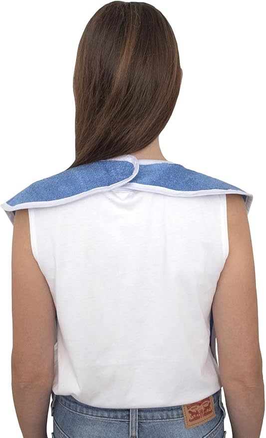 Elaine Karen 1 Pack Premium Adult Bibs for Women & Men, Eating Cloth for Elderly Seniors and Disabled, Adjustable, Terry Bib Clothing Protectors, Machine Washable, Blue