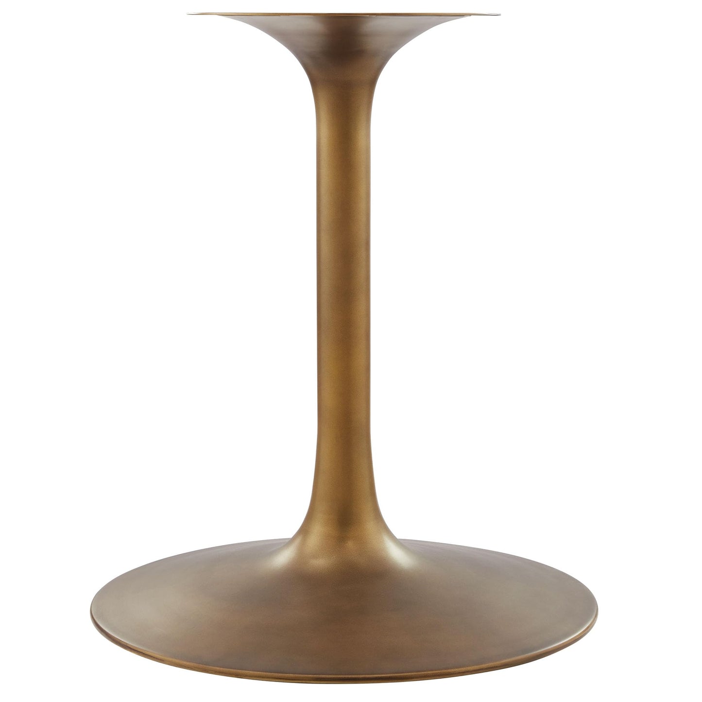 Modway Lippa 60 Inch Round Wood Dining Table with Metal Pedestal in Brass Walnut - Modern Industrial Dining Table for 6 People - Solid Wood Tulip Kitchen Table