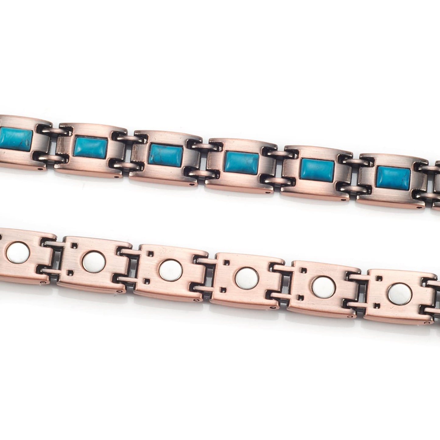 EnerCoppeX Copper Magnetic Bracelet for Women - Turquoize Detox Jewelry with 3500 Gauss Magnet (G)