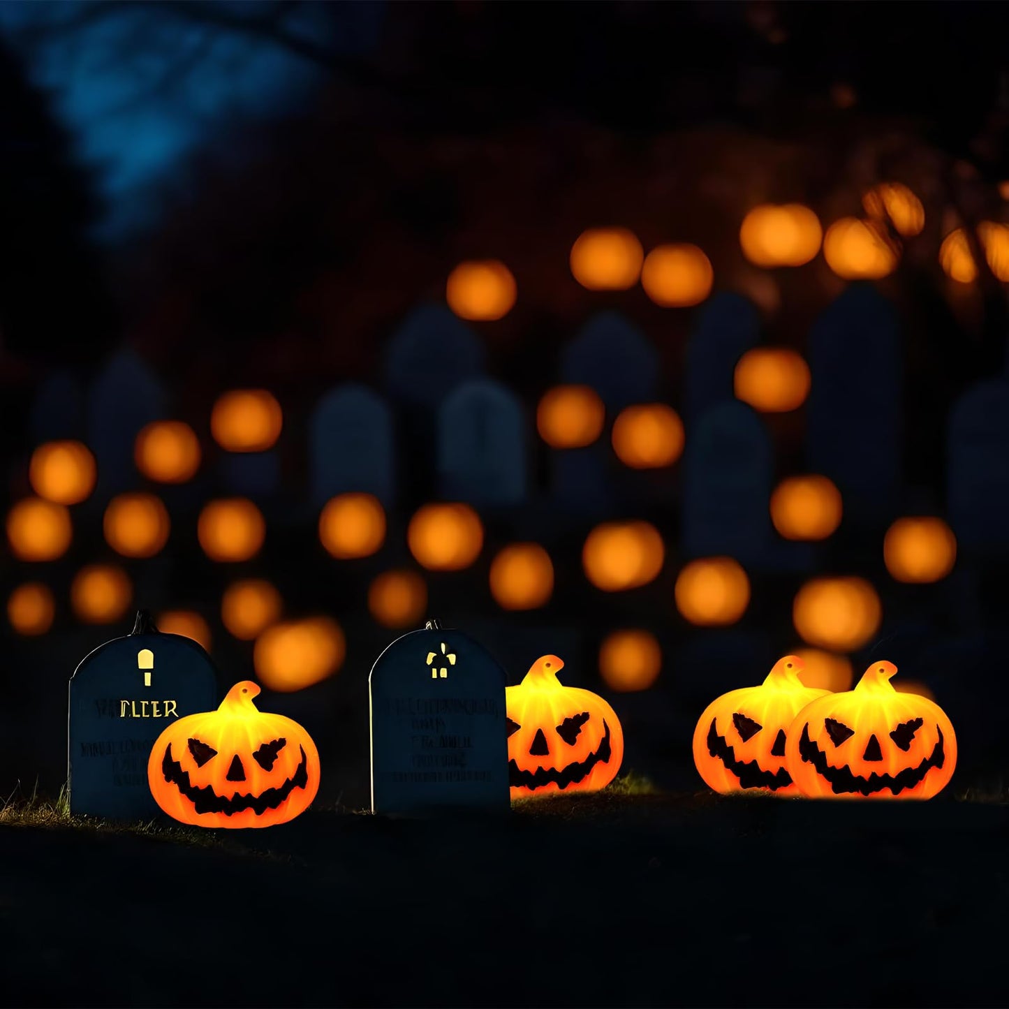 Blinket 12PCS Mini Flameless Jack-o'-Lantern Pumpkin Candle for Indoor Home Decoration, Spooky Tea Light for Halloween Party Supplies Gifts Table Decor
