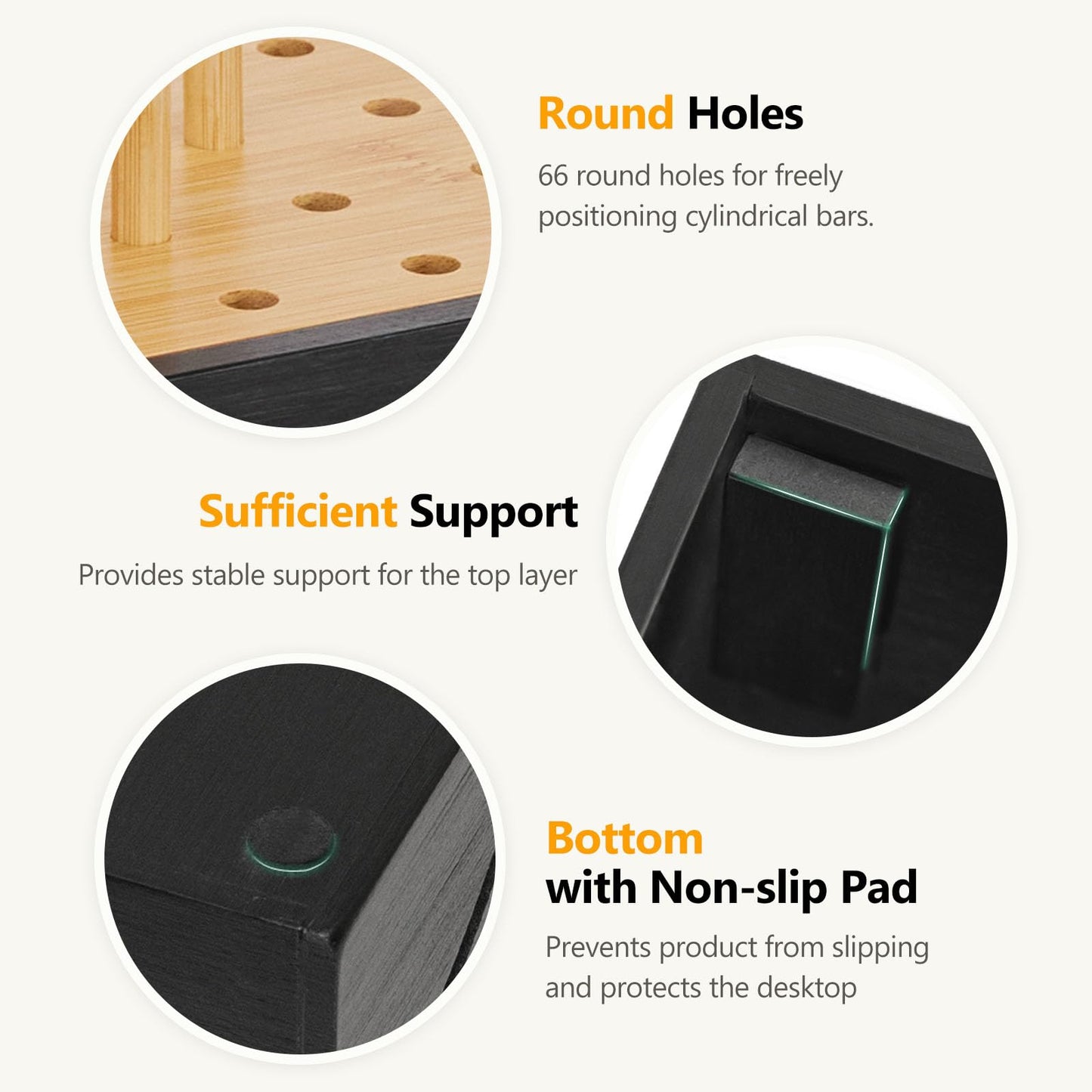 Homde Bamboo Charging Station Organizer: 2 Layer Charger Holder with Drawer for Office Home - Electronic Docking Stand for Multiple Devices, Tablets, Phones (Black)