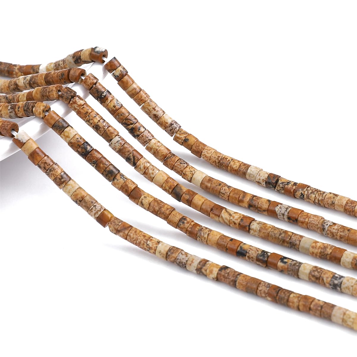 BEADIA Natural Brown Picture Jasper Spacer Beads Caps Flat Round Loose Beads for Beading Jewelry Making 3mmx2mm 38cm