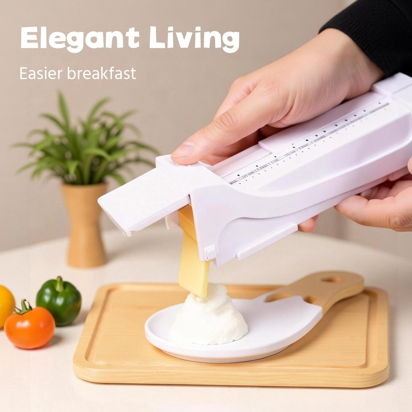 1PCS Stick Butter Cutter Slicer, Measuring Dispenser with Freshness Seal, One Click Stick with Stainless Steel Blade, Cheese Splitter, Butter Slicer, Precise Slicing for Bread, Cakes, Cookies