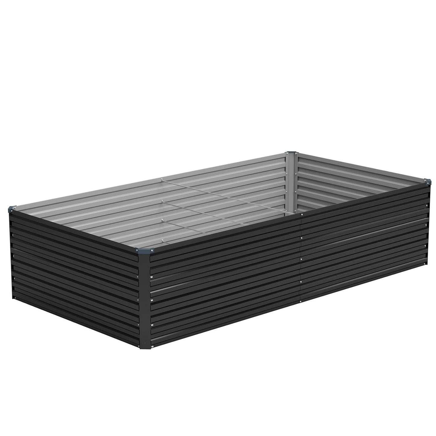 Vengarus 8x4x2FT Galvanized Raised Garden Bed Kit, Deep Root Planter Box Outdoor Large Planter Raised Beds for Planting Flowers,Vegetables and Herbs-Black