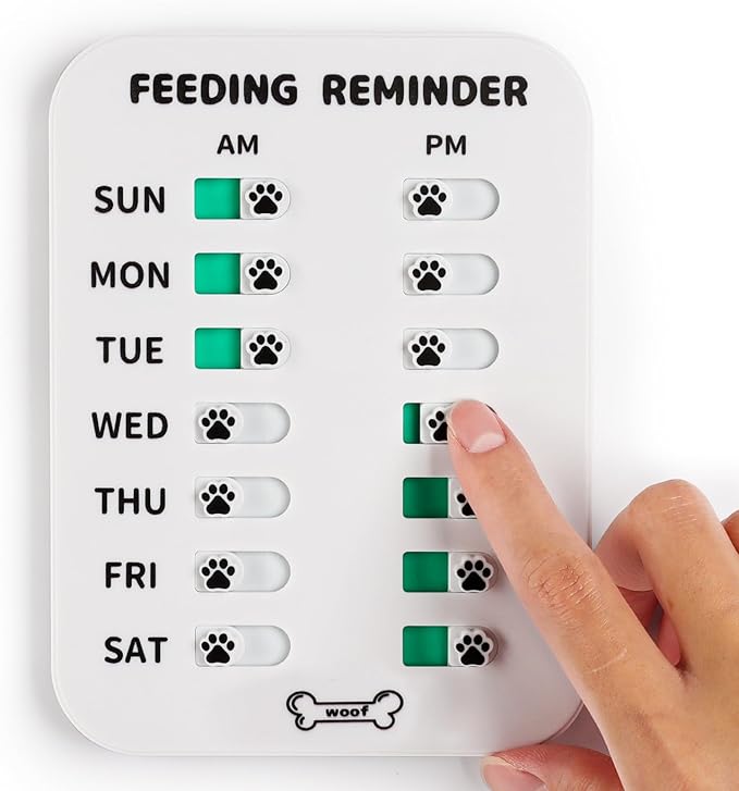 YAUYIK Dog Feeding Reminder, Dog Fed Sign Tracker -Daily Am/Pm Chart-White