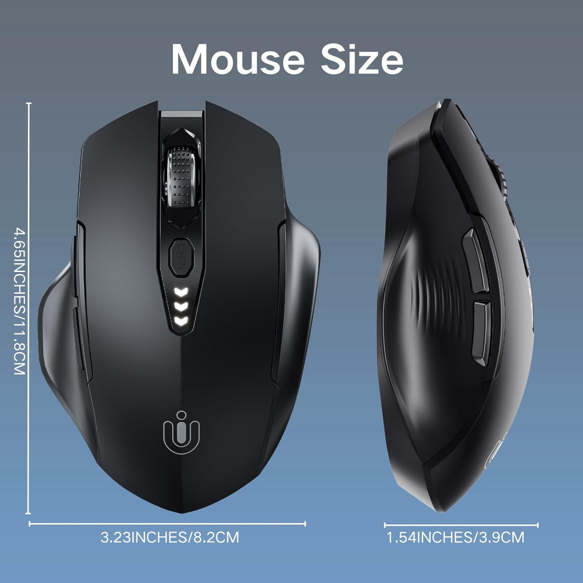 Wireless Mouse,Upgraded 2.4GHz Rechargeable (Battery Level Visible) Ergonomic Computer Mouse,4 Levels DPI, Wireless Mice for Laptop Computer(Matte Black)