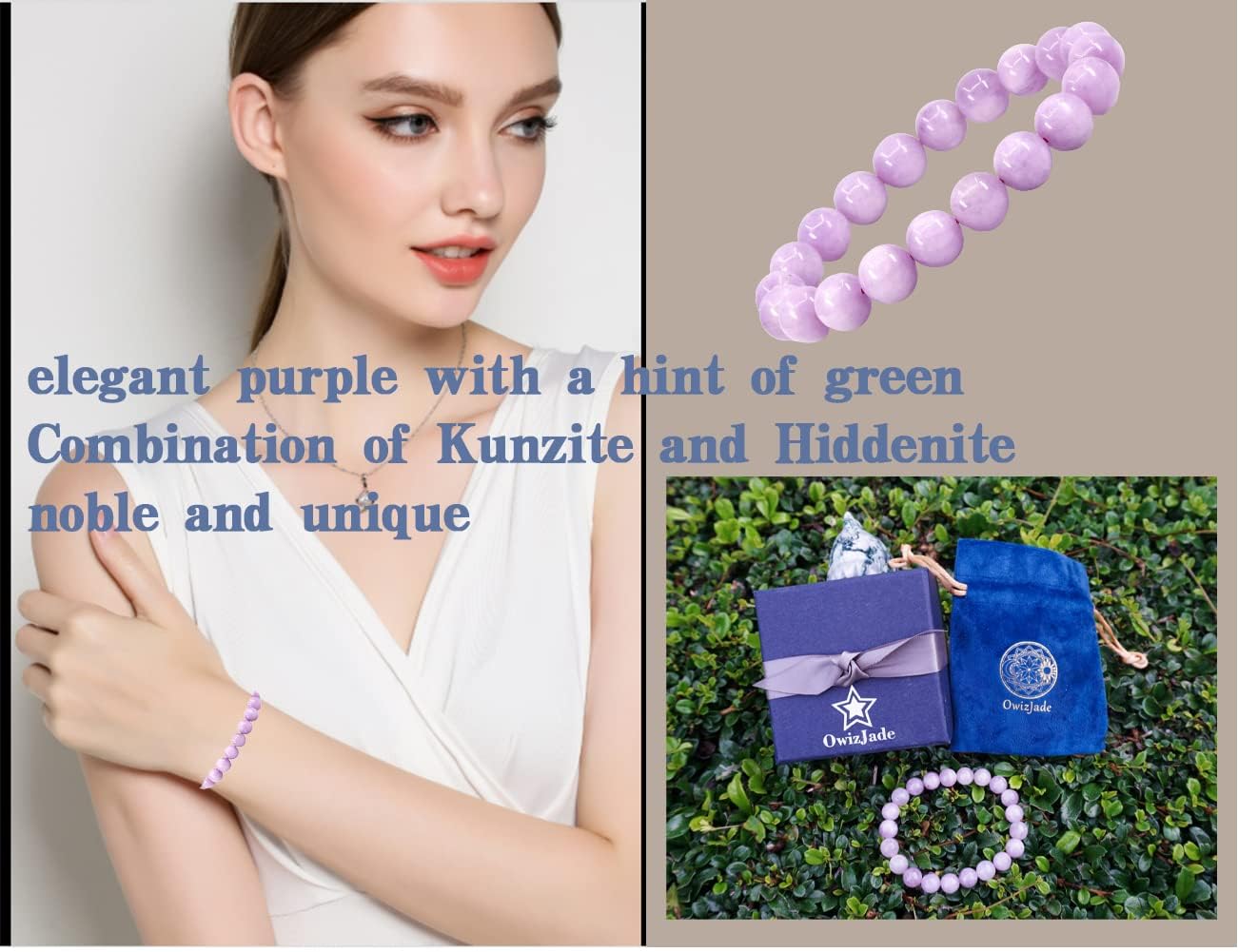 OwizJade Kunzite Bracelet 10MM Natural Beads | Unisex Festivals