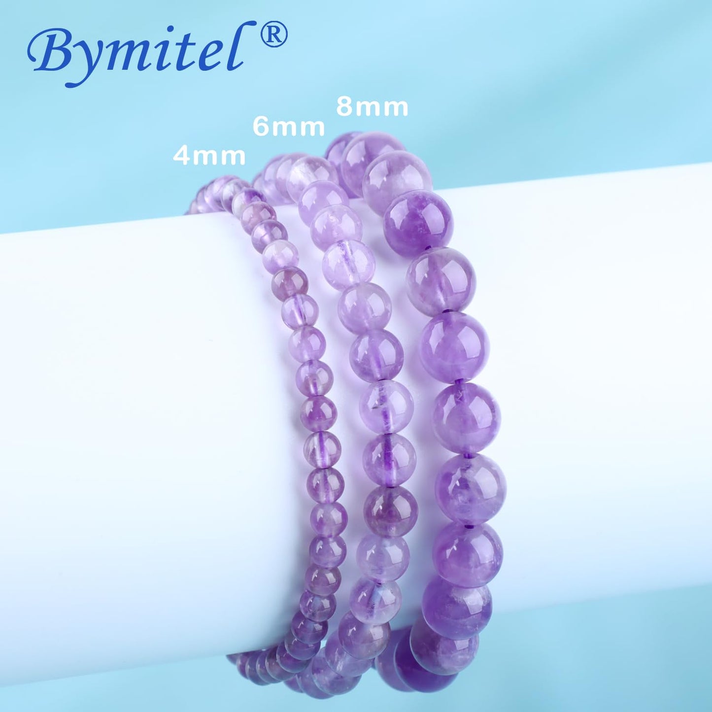 Bymitel 4mm Amethyst - Handmade Reiki Gemstone Stretch Bracelet, Natural Beauty & Spiritual Essence, Crystal Healing for Unisex Adults