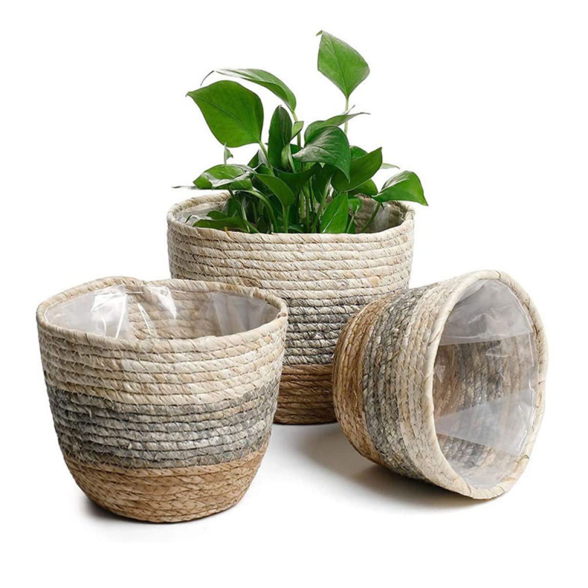 Kisangel 2pcs Flower Basket Woven Planter Plant Pots Indoor Plant Basket Multi-Purpose Woven s for Plant Multi-Purpose s Straw Flower Pot Girl Grass