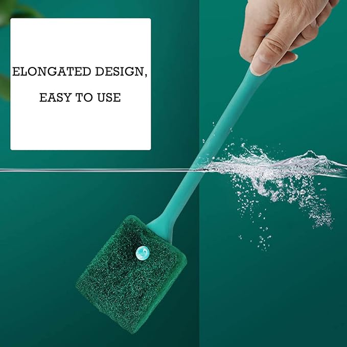 humyeam Aquarium Cleaning Brush - 2 PCS Fish Tank Cleaning Brush Double-Sided Sponge Brush Long Handle Fish Tank Scrubber for Aquariums and Home