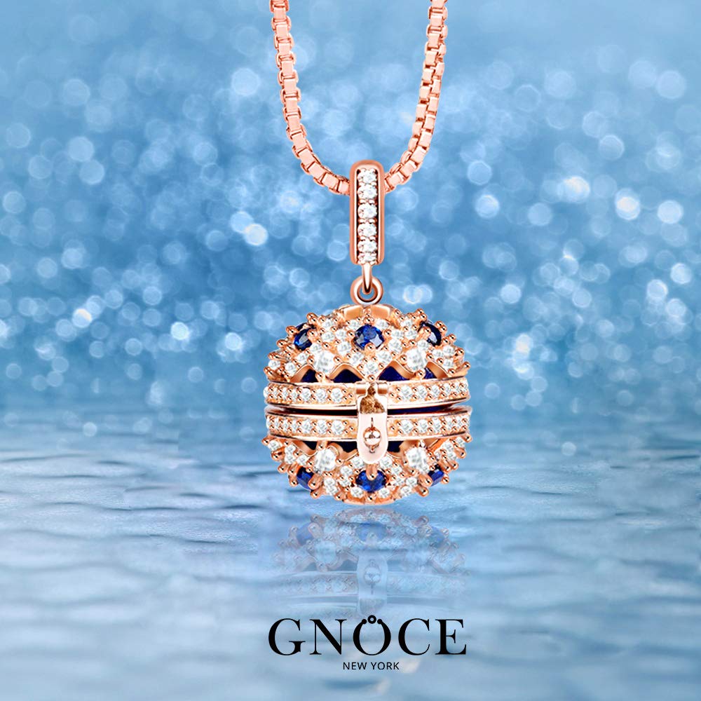 GNOCE Aromatherapy Essential Oil Diffuser Necklace S925 Sterling Silver 18k Rose Gold Diffuser Necklace Locket Pendant Love Never Ends Christmas Jewelry Gift for Women