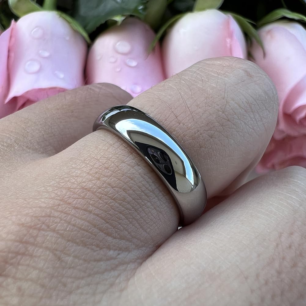 TUTISS 5mm Tungsten Carbide Rings for Men Women Engagement Wedding Bands Domed Polished Shiny Comfort Fit Size 9