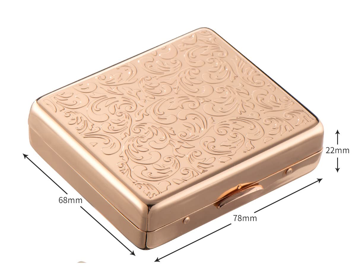 Fashion Elegant Medicine Portable Double Protection Switch Metal Travel Pill Box (7 Days) /8 Compartment (Champagne Gold)