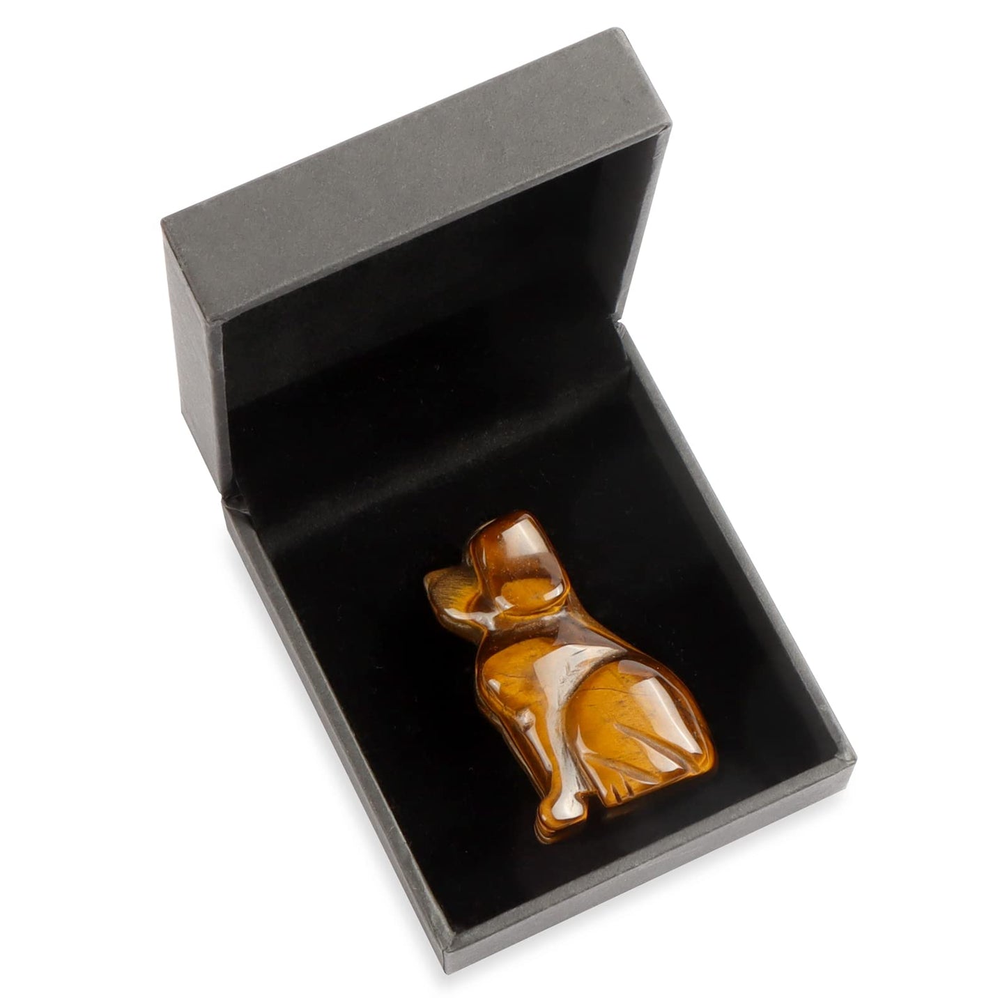 Artistone 2" Tiger Eye Stone Dog Crystal Animals Figurine Carved Gemstone Puppy Dog Statue Sculpture Craft Gift Home Decor